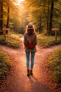 woman at crossroads